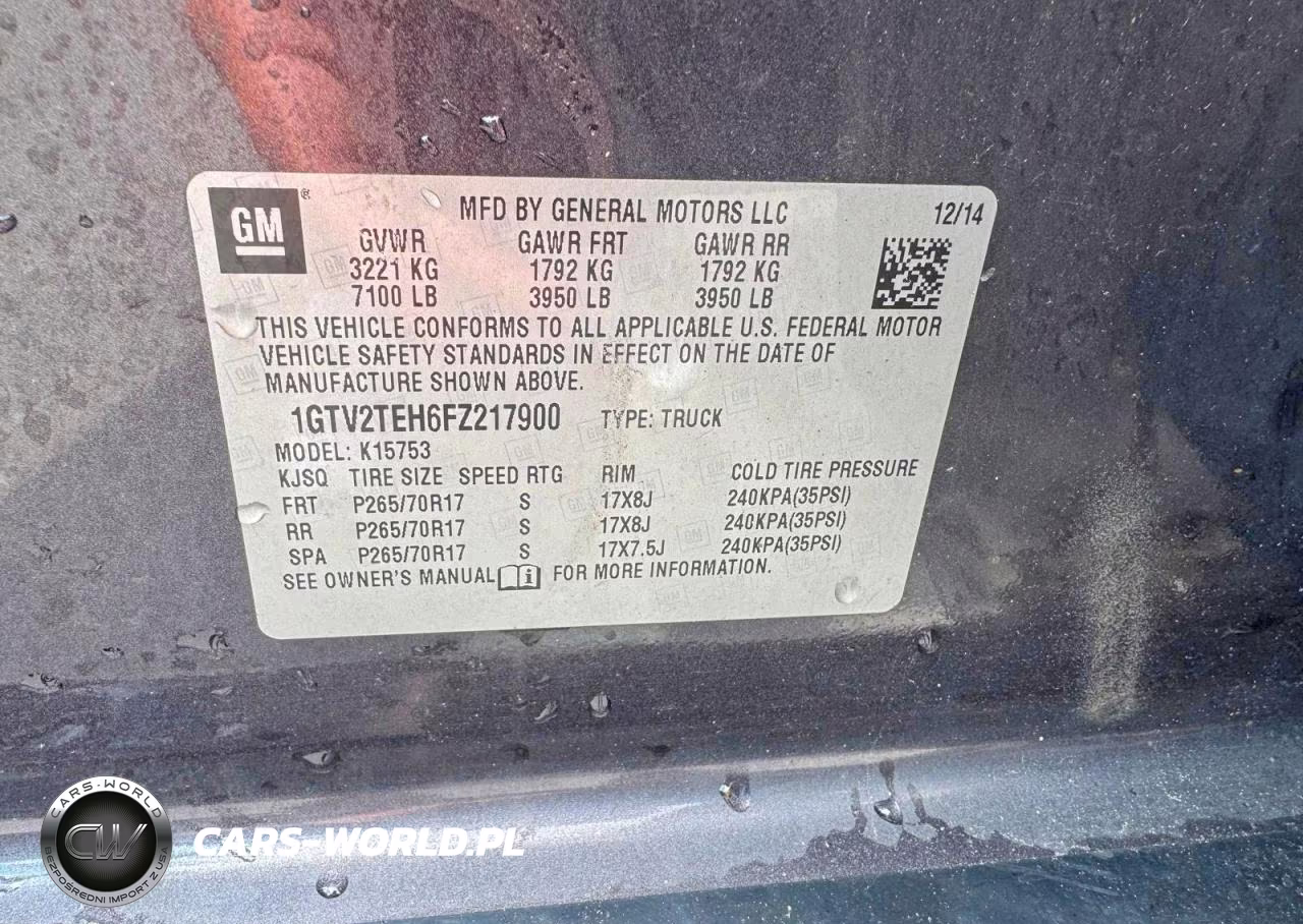 2015 GMC Sierra K1500 VIN:1GTV2TEH6FZ217900 - 13