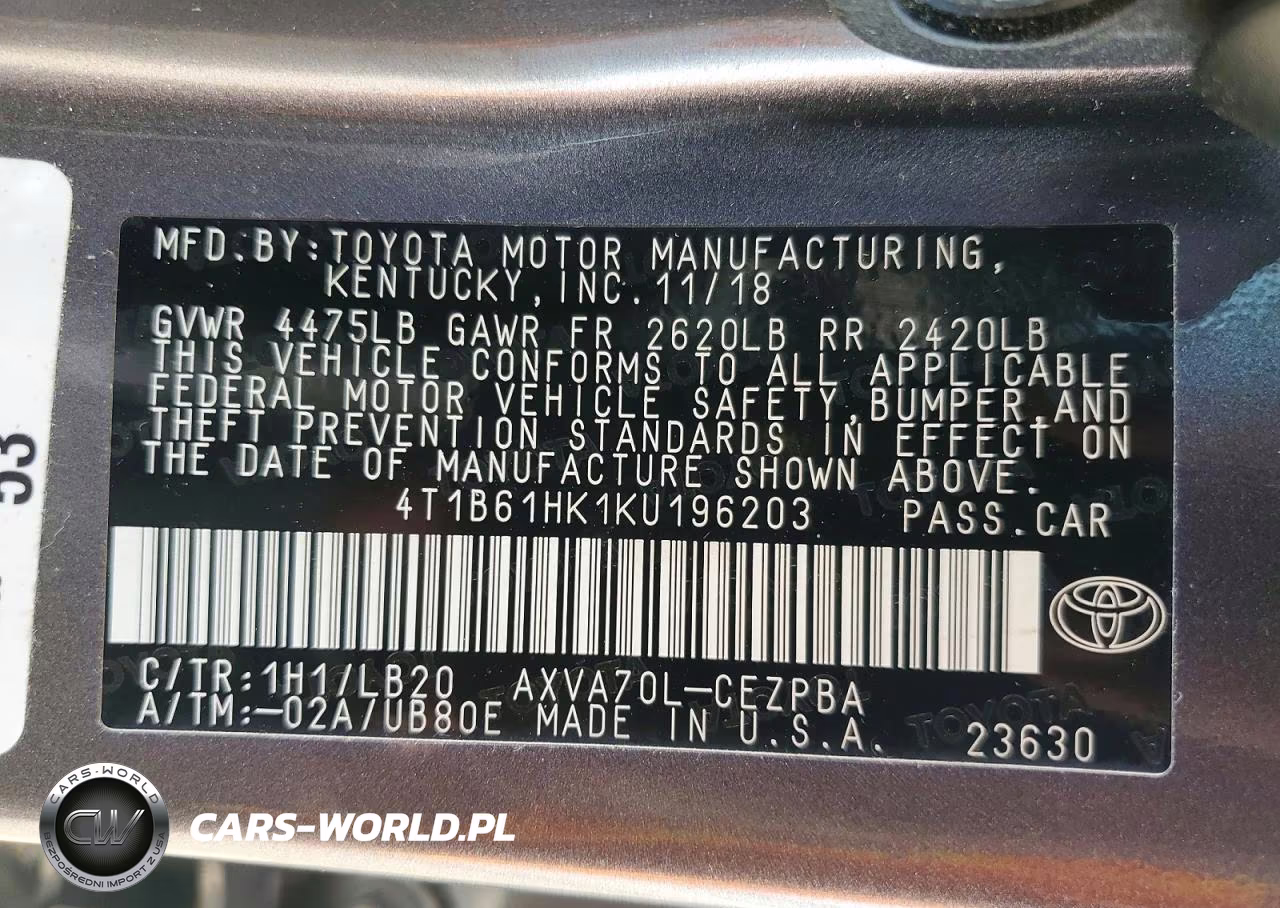 2019 Toyota Camry Xse VIN:4T1B61HK1KU196203 - 13