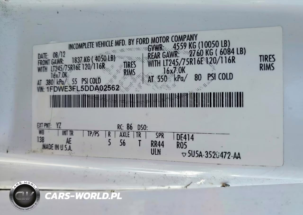 2013 Ford Econoline E350 Super Duty Cutaway Van VIN:1FDWE3FL5DDA02562 - 13