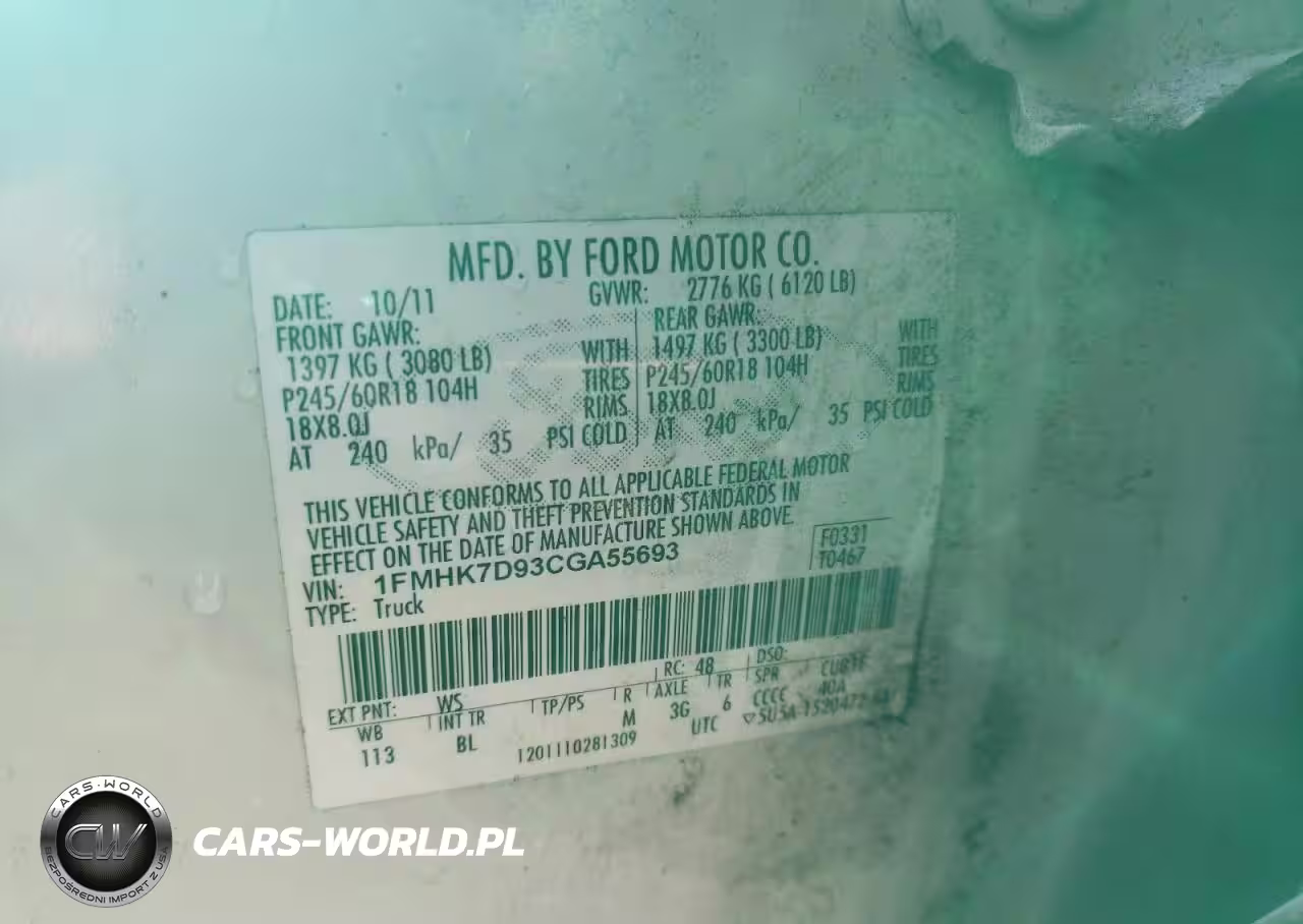 FORD EXPLORER X VIN:1FMHK7D93CGA55693 - 13