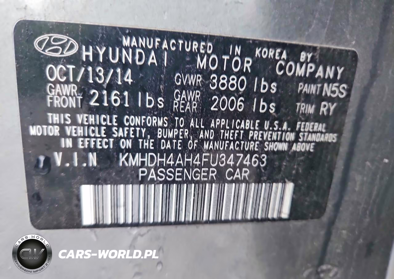 2015 Hyundai Elantra Sport VIN:KMHDH4AH4FU347463 - 13