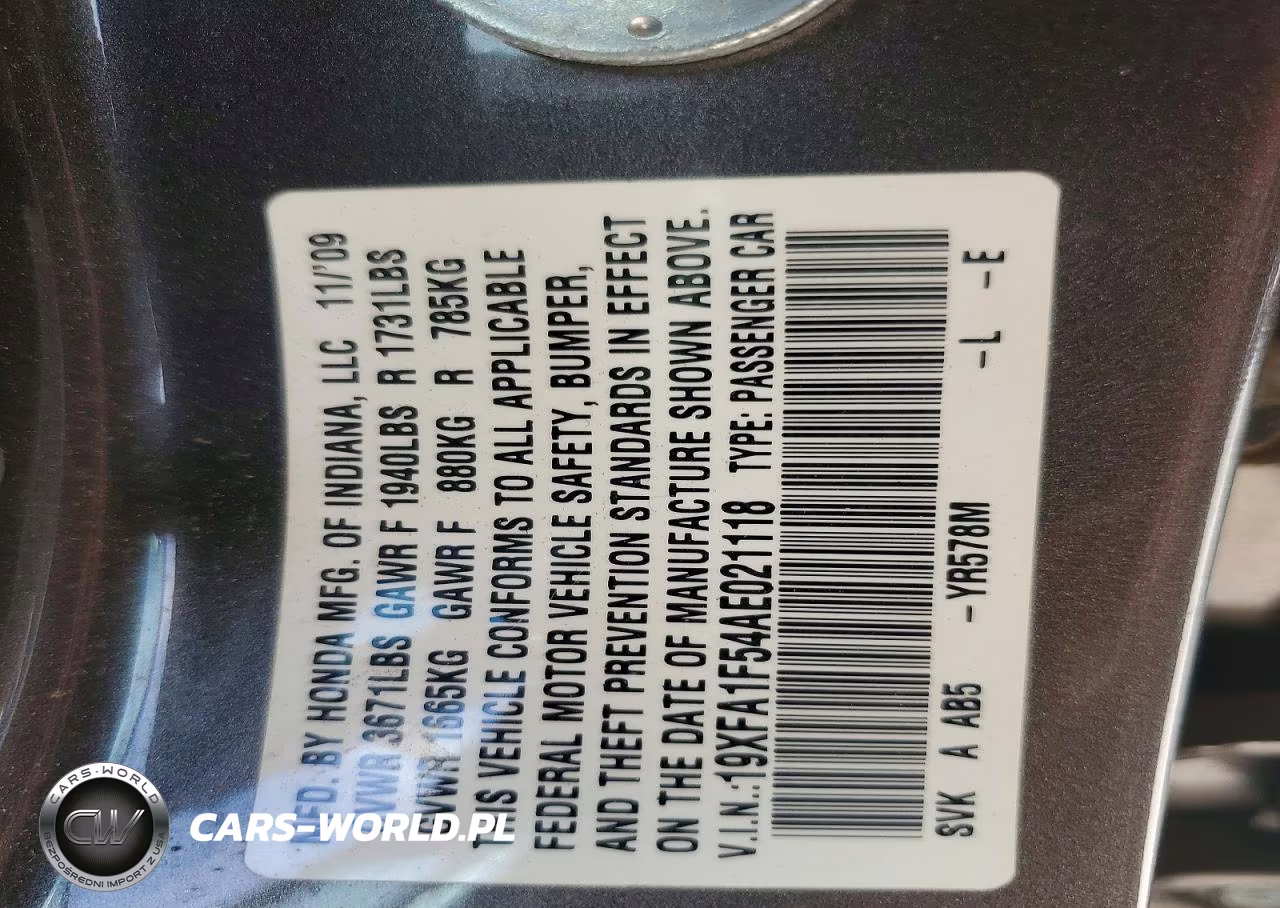 2010 Honda Civic Lx VIN:19XFA1F54AE021118 - 12
