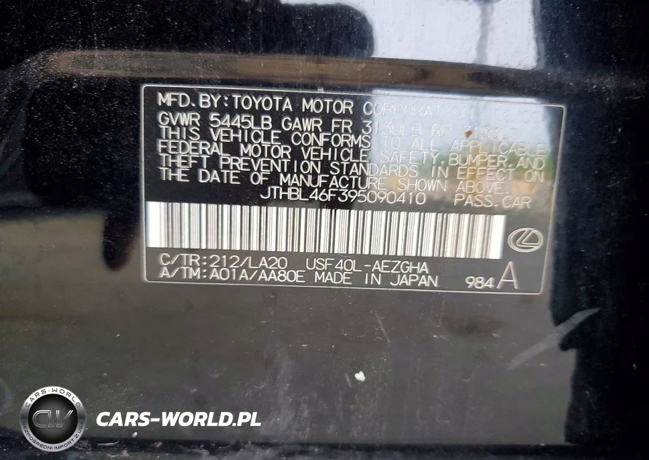 2009 LEXUS LS 460 VIN:JTHBL46F395090410 - 12