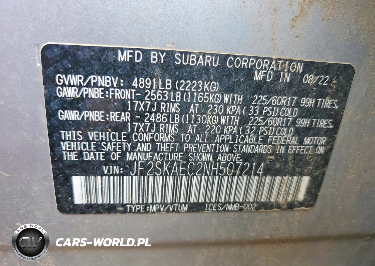 2022 Subaru Forester Premium VIN:JF2SKAEC2NH507214 - 14