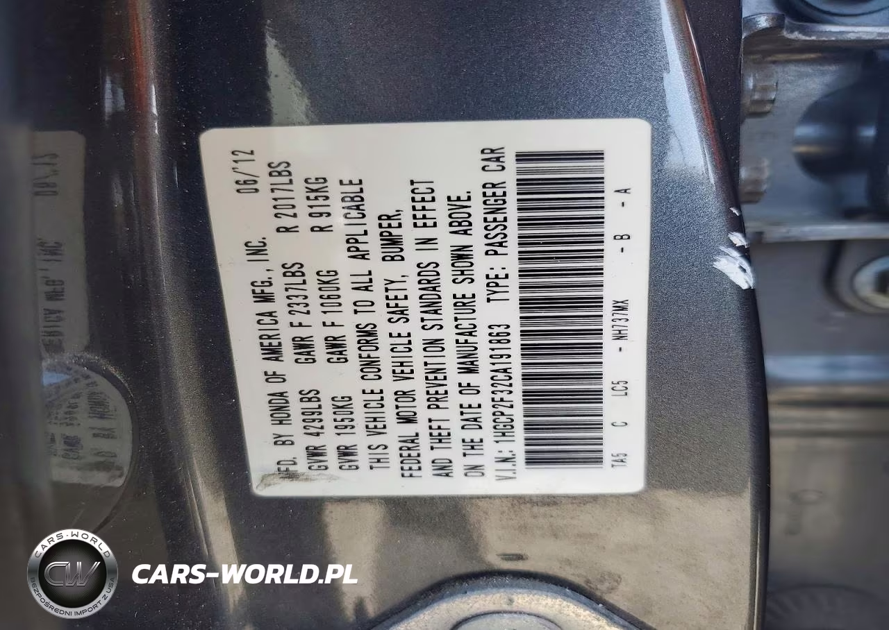 2012 Honda Accord Lx VIN:1HGCP2F32CA191863 - 13