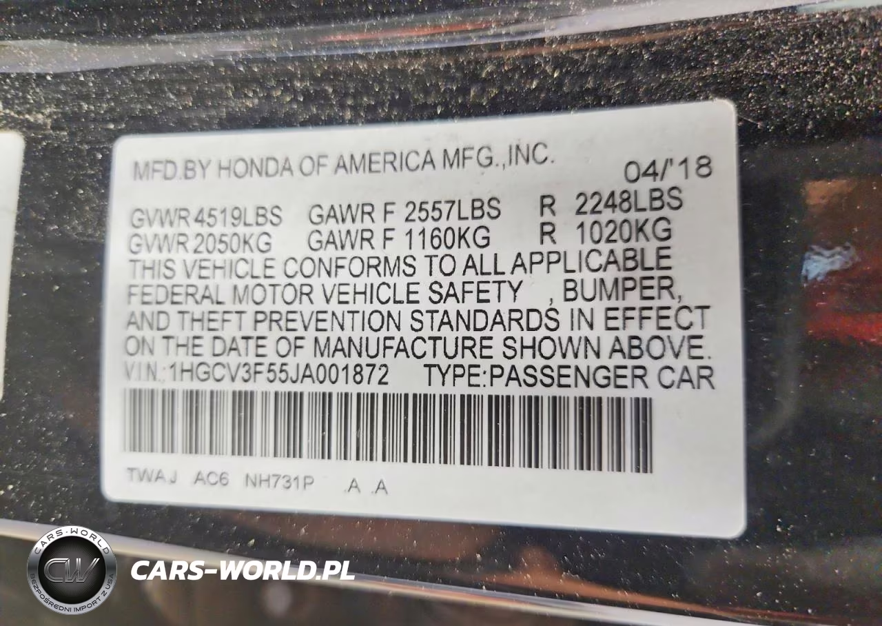 2018 Honda Accord Hybrid Exl VIN:1HGCV3F55JA001872 - 13