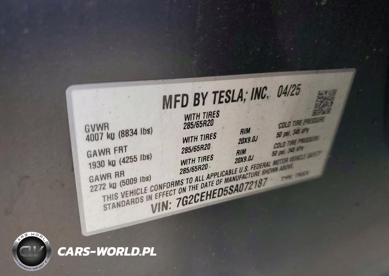 2025 Tesla Cybertruck VIN:7G2CEHED5SA072187 - 13