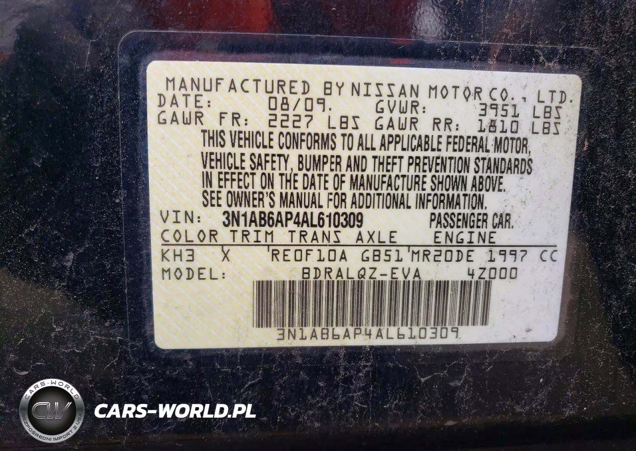 2010 Nissan Sentra 2.0 VIN:3N1AB6AP4AL610309 - 12