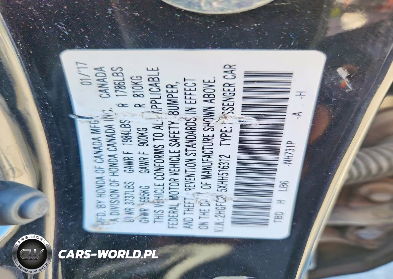 2017 Honda Civic Lx VIN:2HGFC2F5XHH516312 - 12