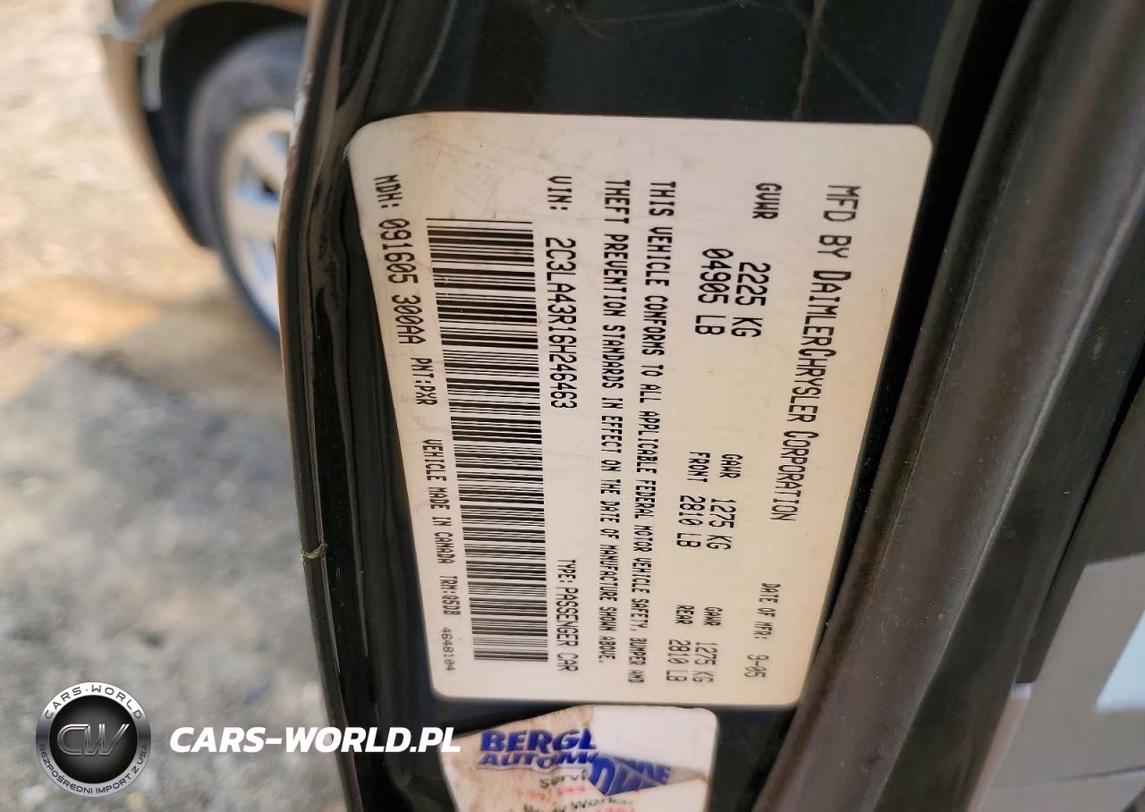 2006 Chrysler 300 VIN:2C3LA43R16H246463 - 12