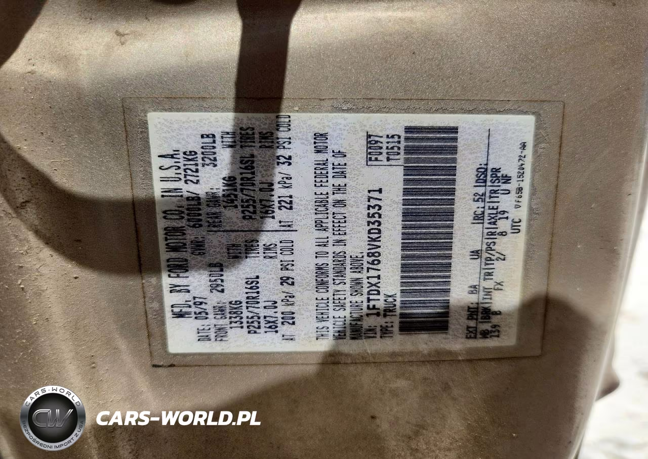 1997 Ford F150 VIN:1FTDX1768VKD35371 - 12