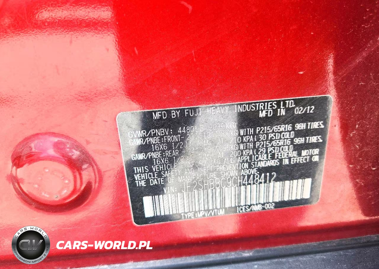 2012 Subaru Forester 2.5X VIN:JF2SHBBC9CH448412 - 12