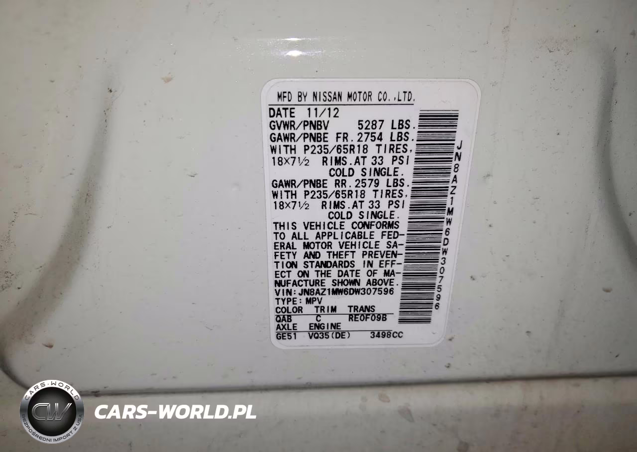 2013 Nissan Murano S VIN:JN8AZ1MW6DW307596 - 13