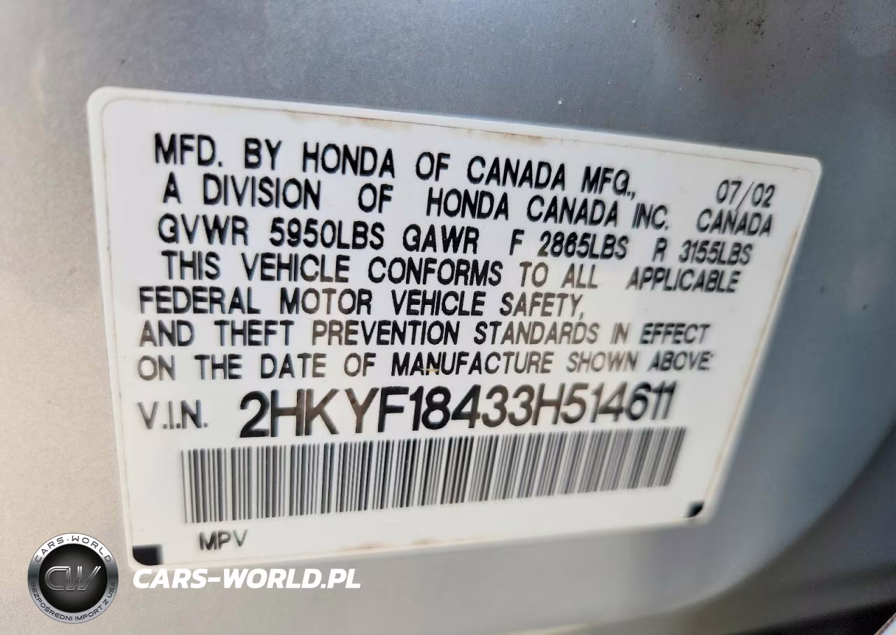 2003 Honda Pilot Ex VIN:2HKYF18433H514611 - 13