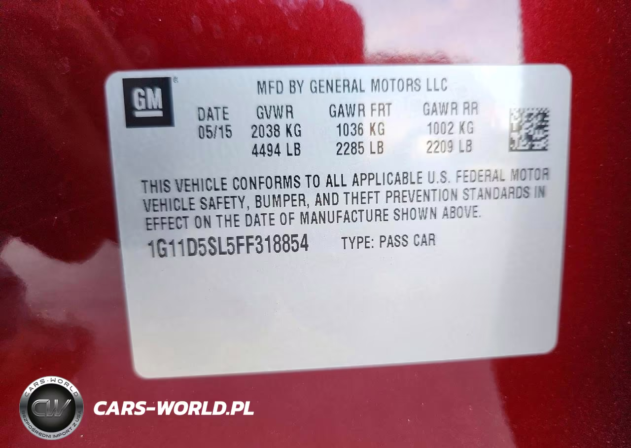2015 Chevrolet Malibu 2Lt VIN:1G11D5SL5FF318854 - 12