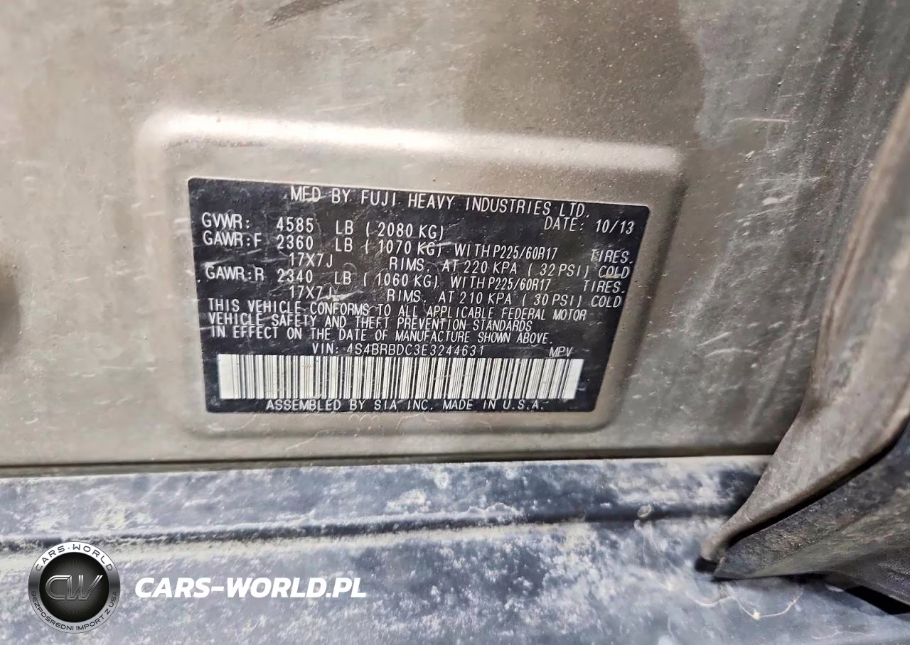 2014 Subaru Outback 2.5I Premium VIN:4S4BRBDC3E3244631 - 12