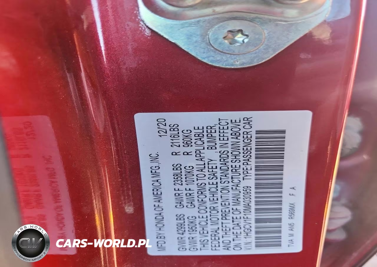 2021 Honda Accord Lx VIN:1HGCV1F10MA030959 - 12