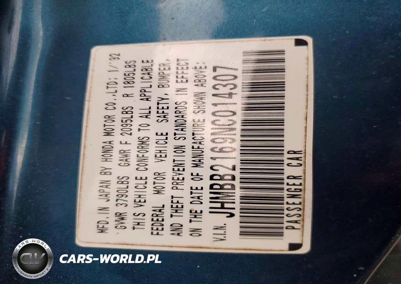 1992 Honda Prelude Si VIN:JHMBB2169NC014307 - 12