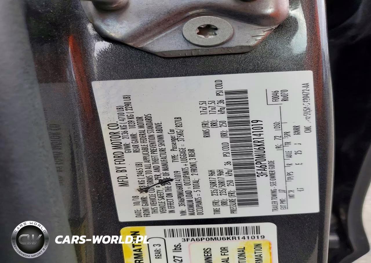 2019 Ford Fusion Sel VIN:3FA6P0MU6KR141019 - 12