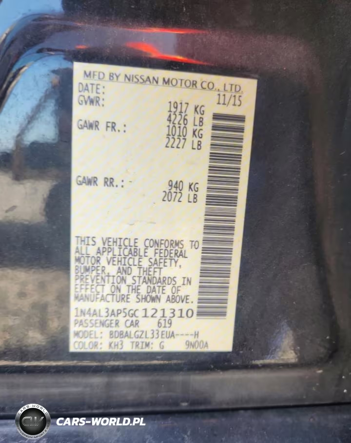 2016 Nissan Altima 2.5 S VIN:1N4AL3AP5GC121310 - 12