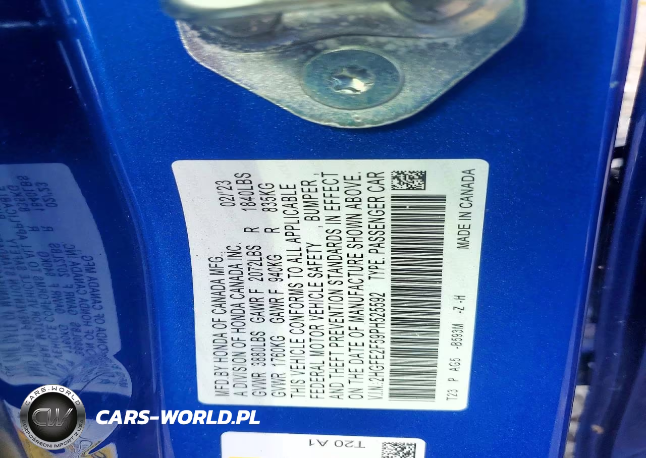 2023 Honda Civic Sport VIN:2HGFE2F59PH525592 - 12