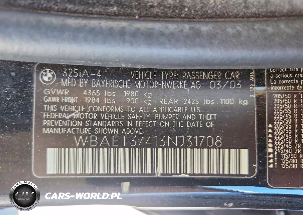 2003 BMW 325 I VIN:WBAET37413NJ31708 - 12