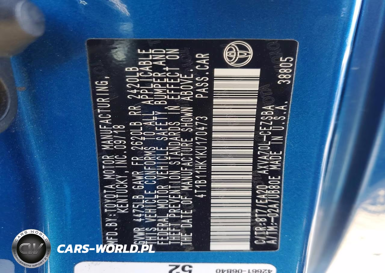 2019 Toyota Camry Se VIN:4T1B11HK1KU170473 - 12