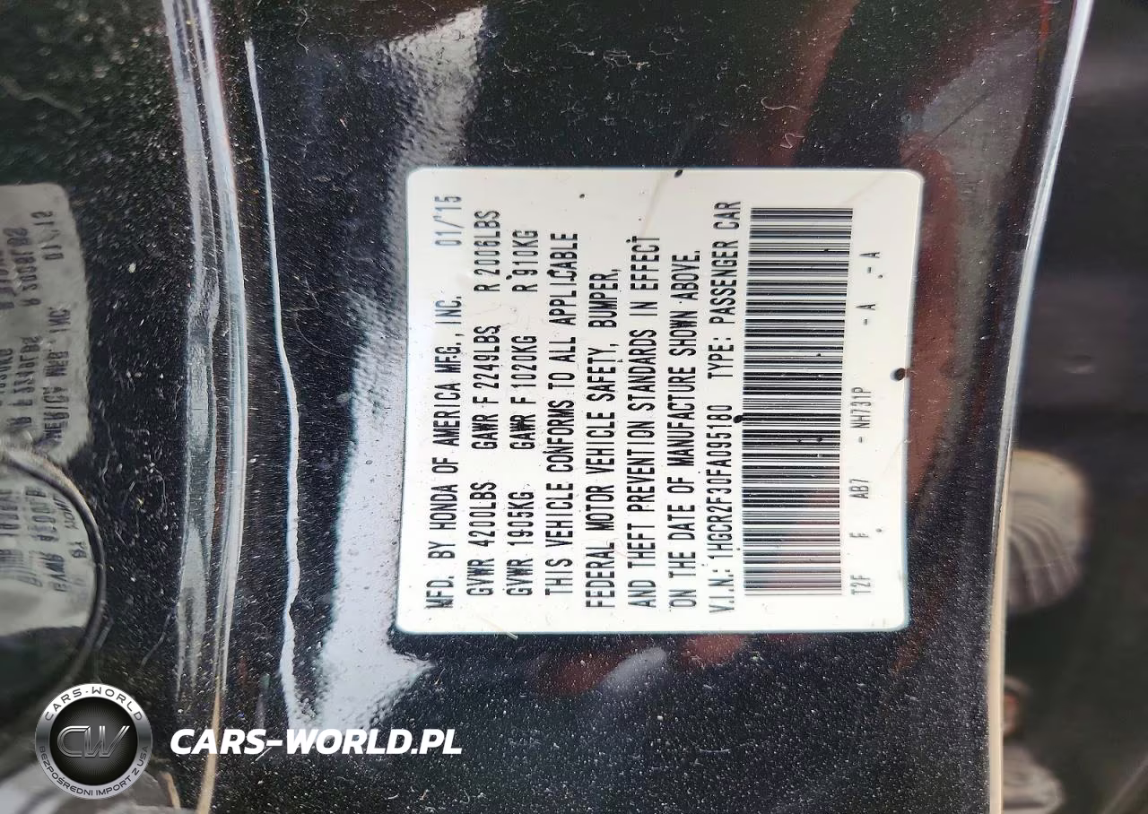 2015 Honda Accord Lx VIN:1HGCR2F30FA095180 - 12