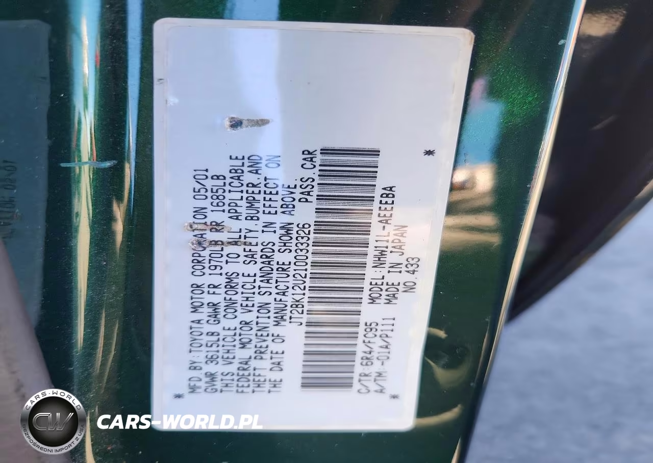 2001 Toyota Prius Base VIN:JT2BK12U210033326 - 12