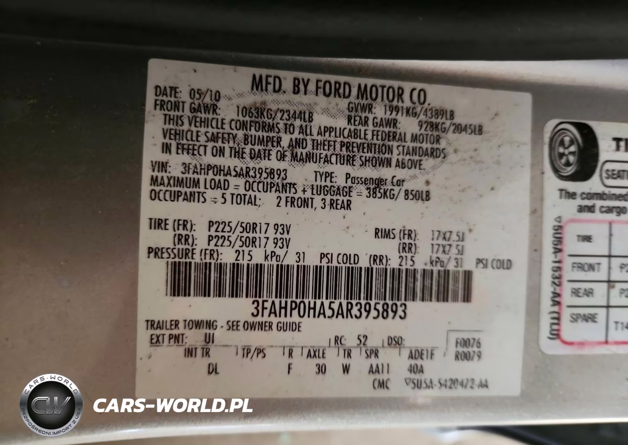 2010 Ford Fusion Se VIN:3FAHP0HA5AR395893 - 12