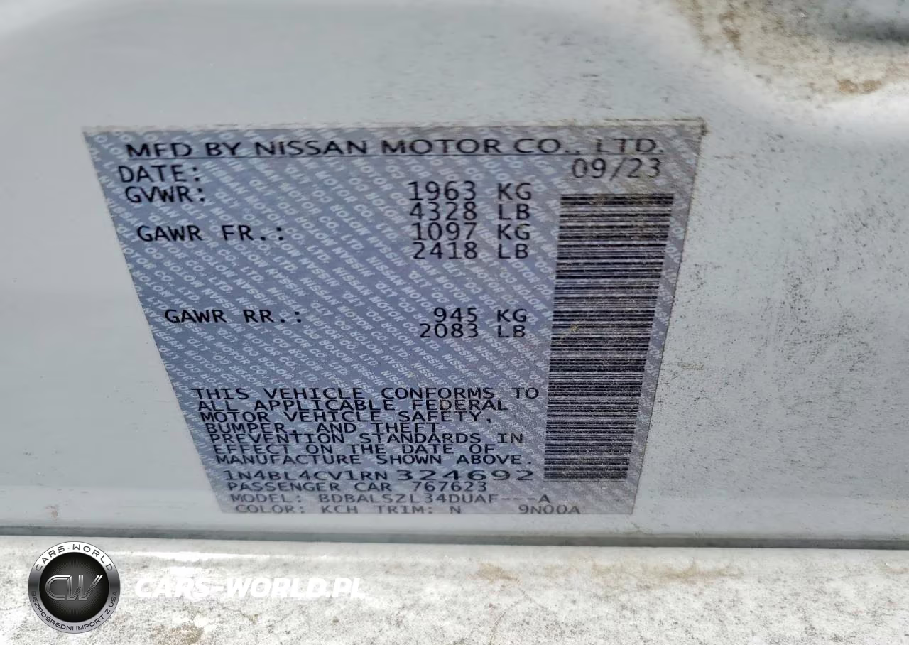 2024 Nissan Altima Sr VIN:1N4BL4CV1RN324692 - 12