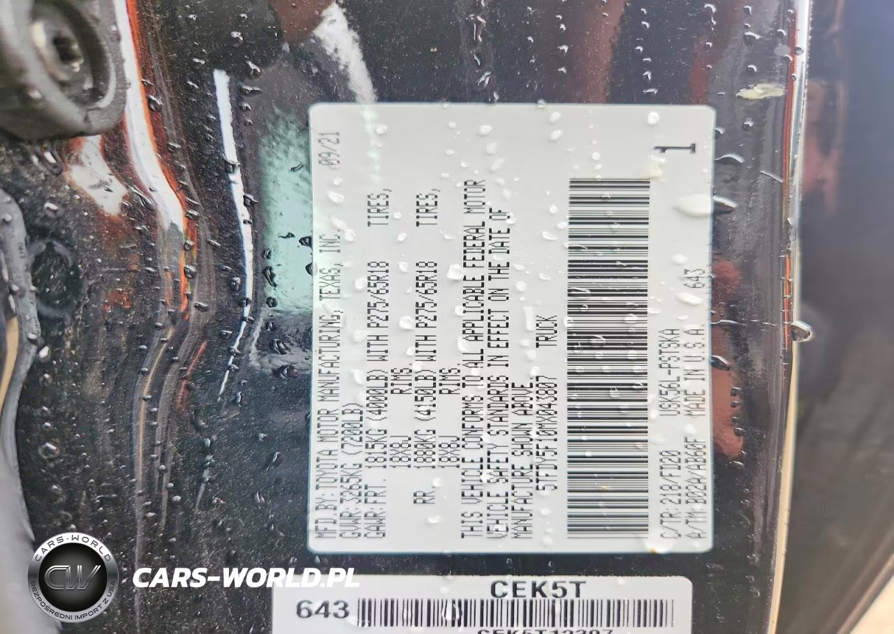 2021 Toyota Tundra Sr5 VIN:5TFDY5F10MX043807 - 12
