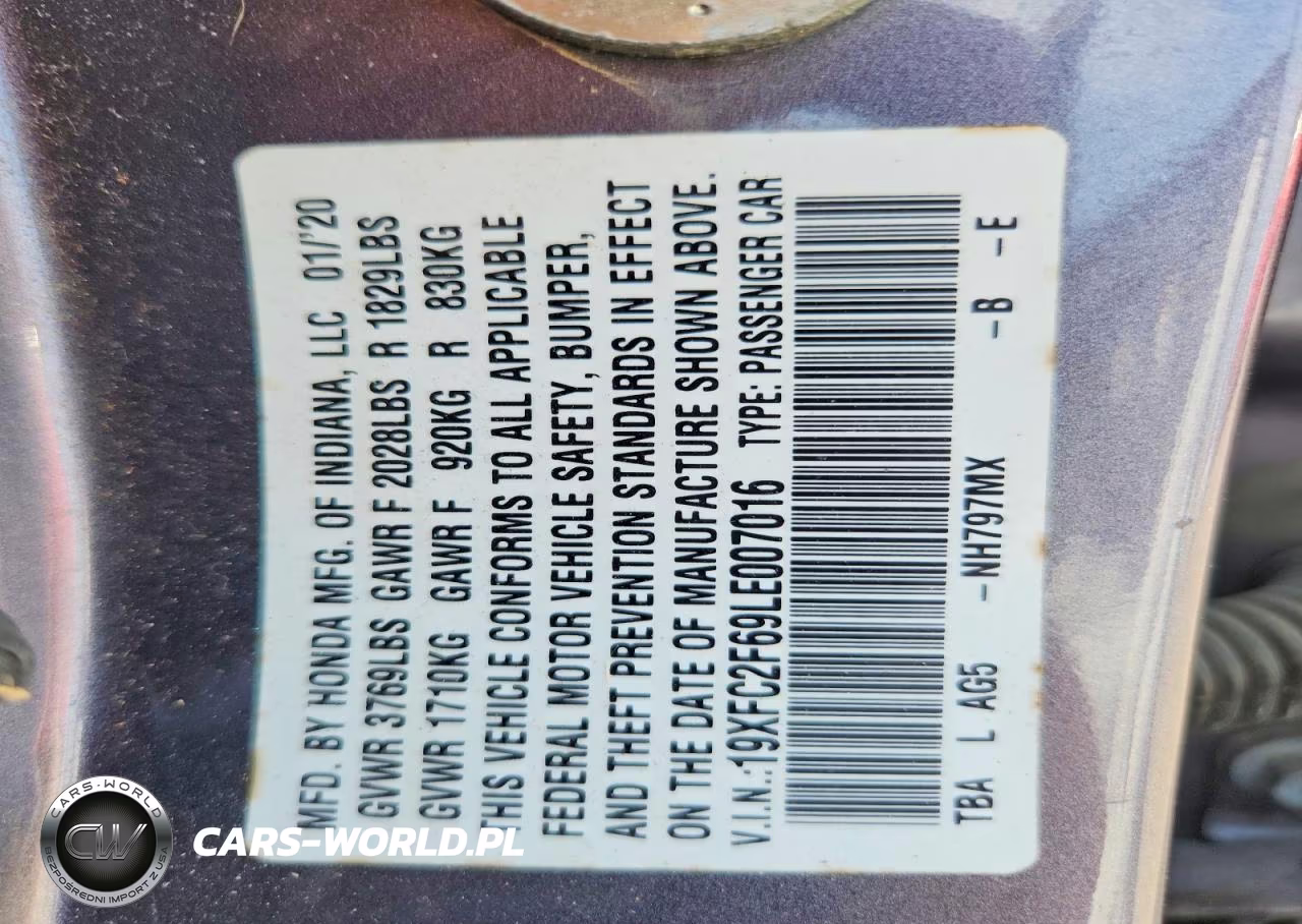2020 Honda Civic Lx VIN:19XFC2F69LE007016 - 13