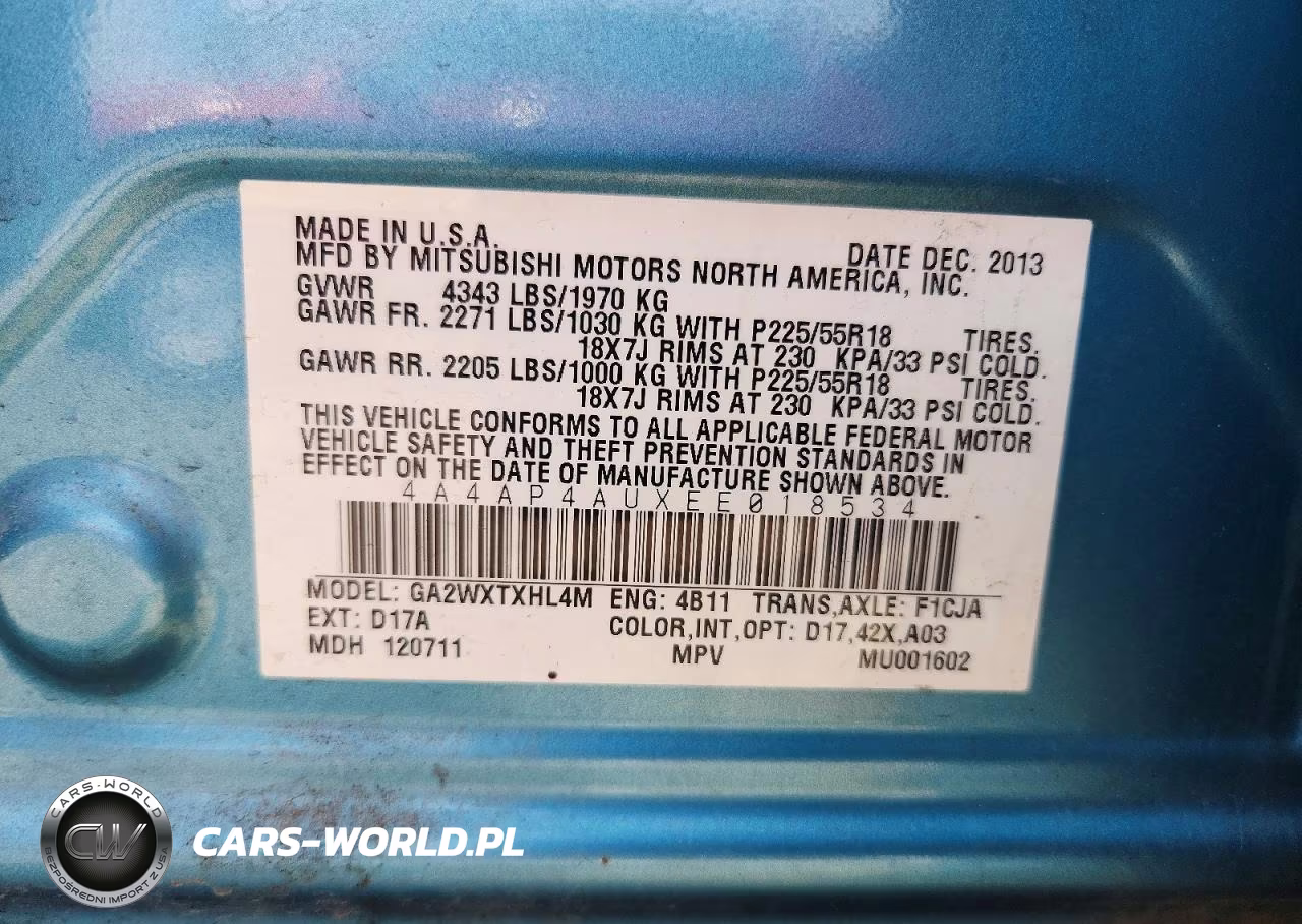 2014 Mitsubishi Outlander Sport Se VIN:4A4AP4AUXEE018534 - 13