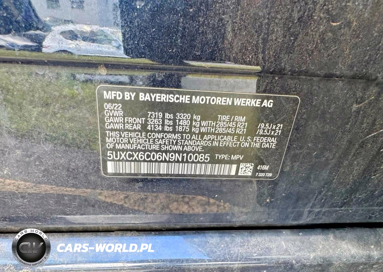 2022 BMW X7 M50I VIN:5UXCX6C06N9N10085 - 10
