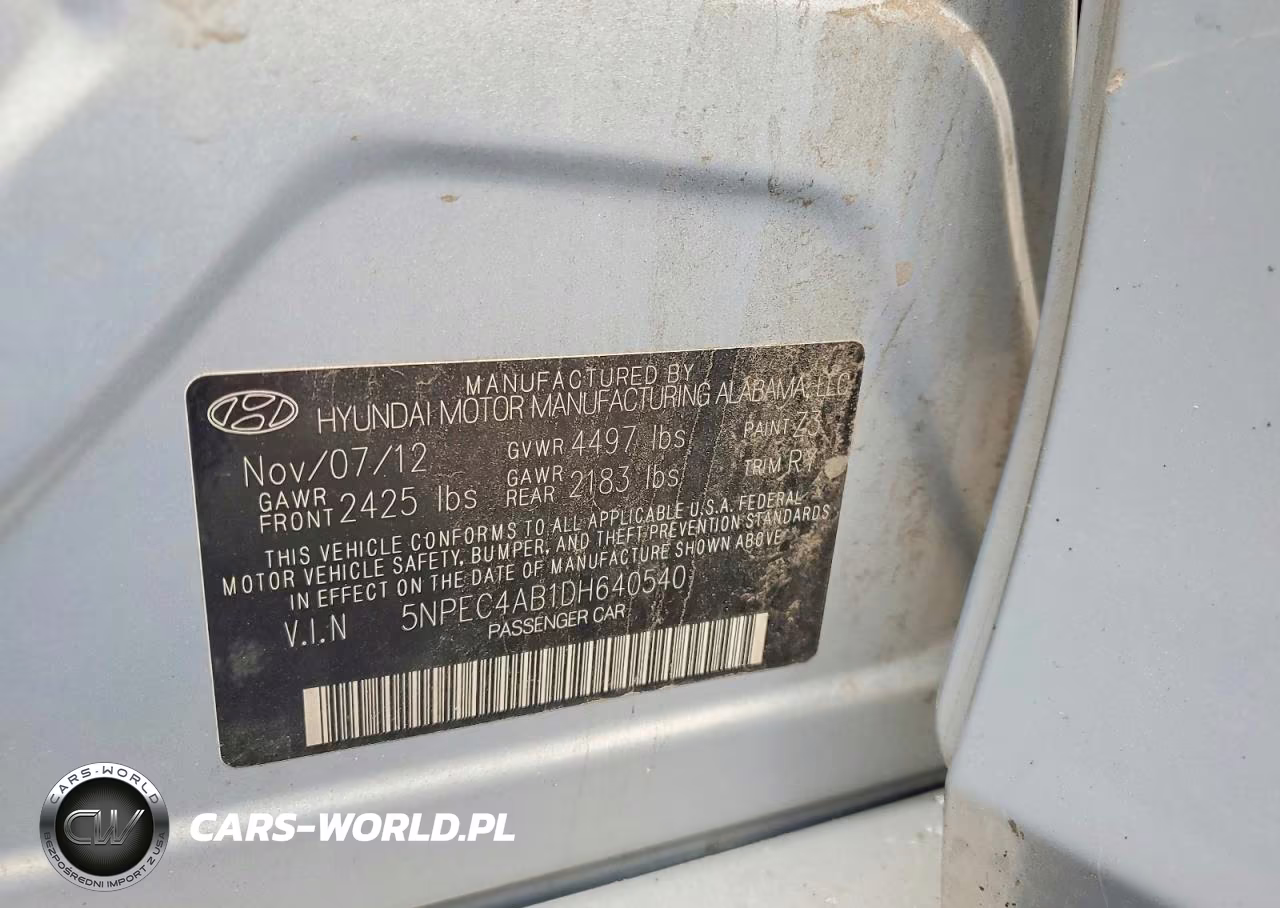 2013 Hyundai Sonata Se 2.0T VIN:5NPEC4AB1DH640540 - 12