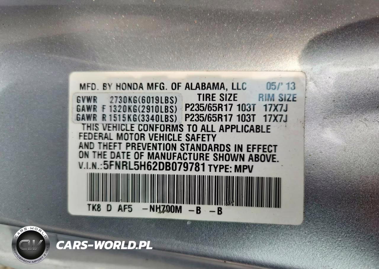 2013 Honda Odyssey Exl VIN:5FNRL5H62DB079781 - 13