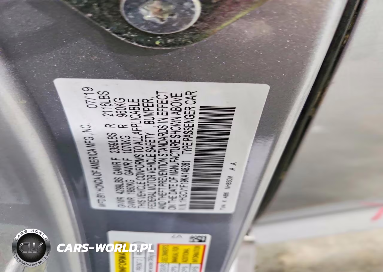 2019 Honda Accord Lx VIN:1HGCV1F19KA148361 - 12