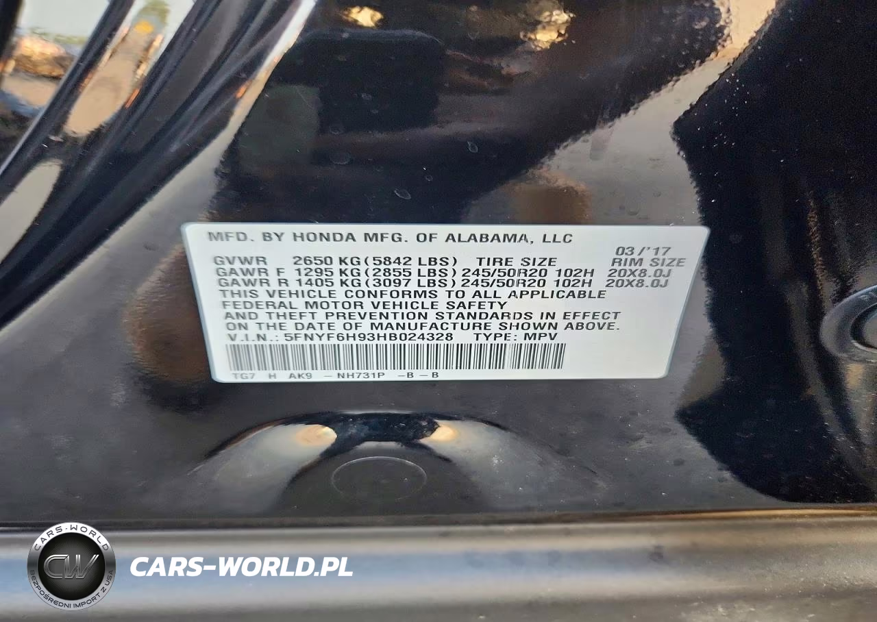 2017 Honda Pilot Touring VIN:5FNYF6H93HB024328 - 13