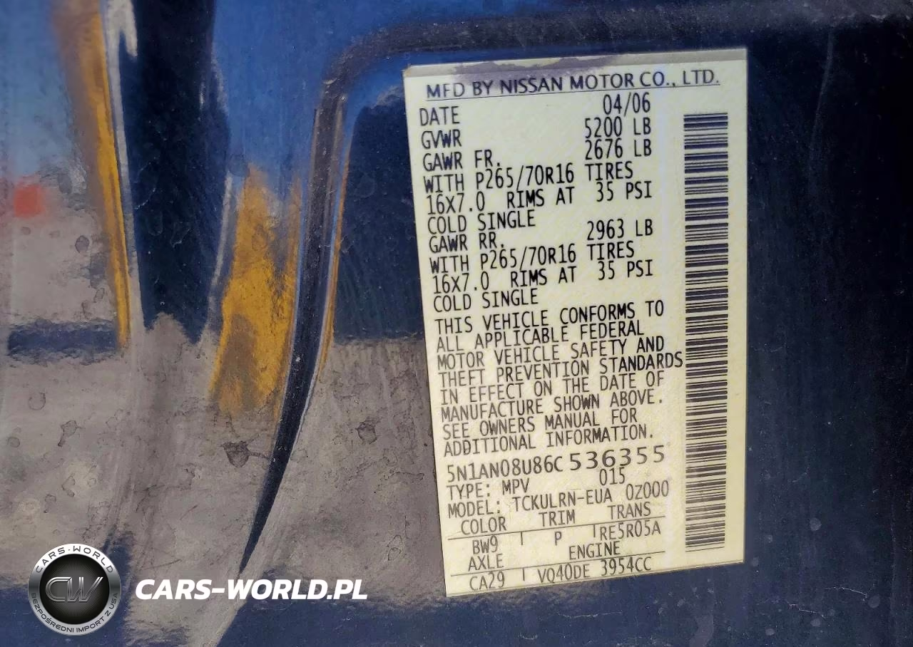 2006 Nissan Xterra X VIN:5N1AN08U86C536355 - 12