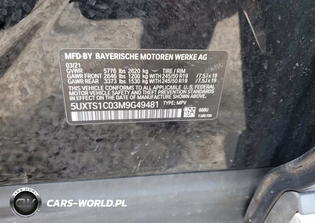 2021 BMW X3 xDrive30E VIN:5UXTS1C03M9G49481 - 14