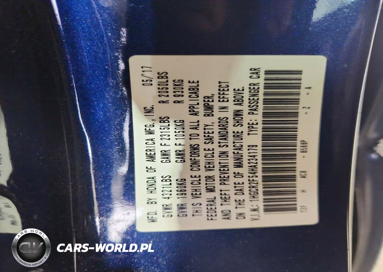 2017 Honda Accord Sport VIN:1HGCR2F54HA234179 - 12
