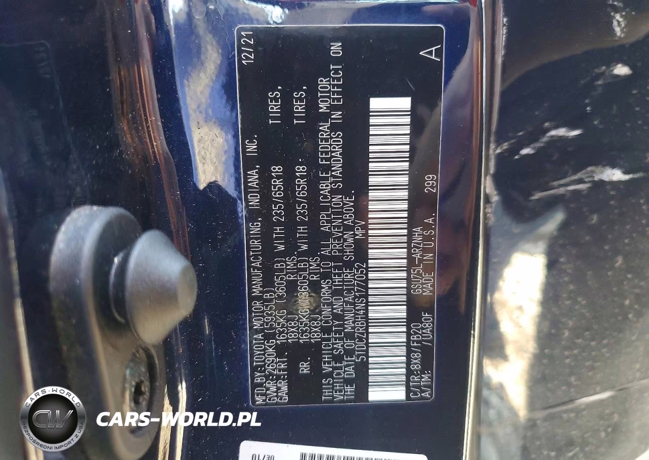 2022 Toyota Highlander L VIN:5TDCZRBH4NS177052 - 13