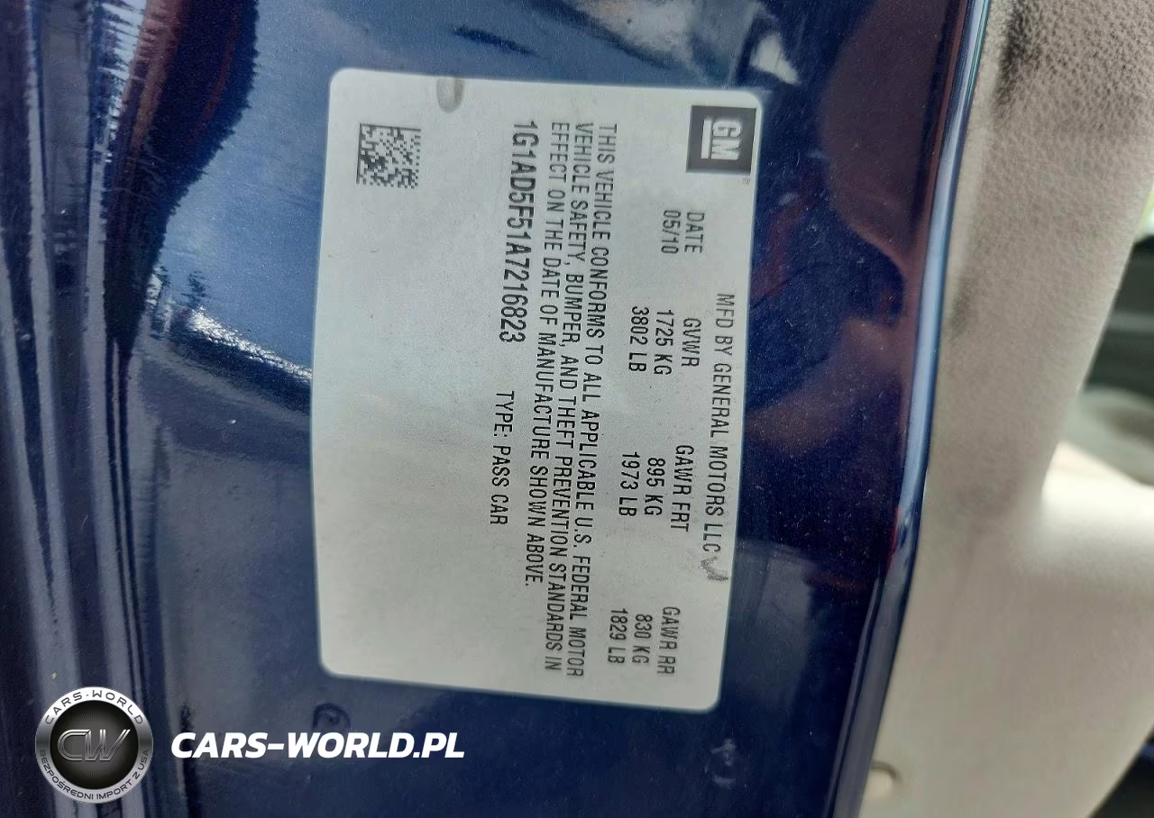 2010 Chevrolet Cobalt 1Lt VIN:1G1AD5F51A7216823 - 12