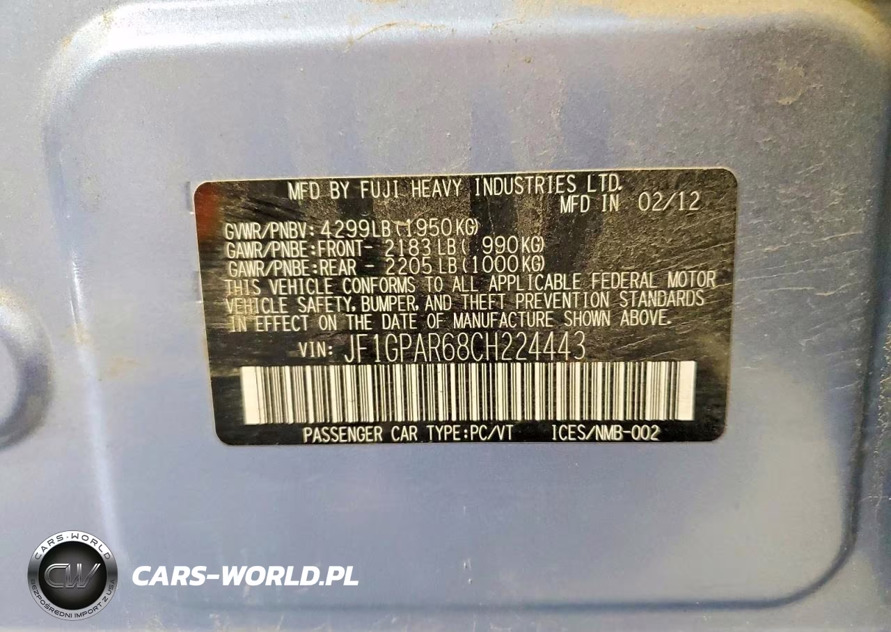 SUBARU IMPREZA SP VIN:JF1GPAR68CH224443 - 13