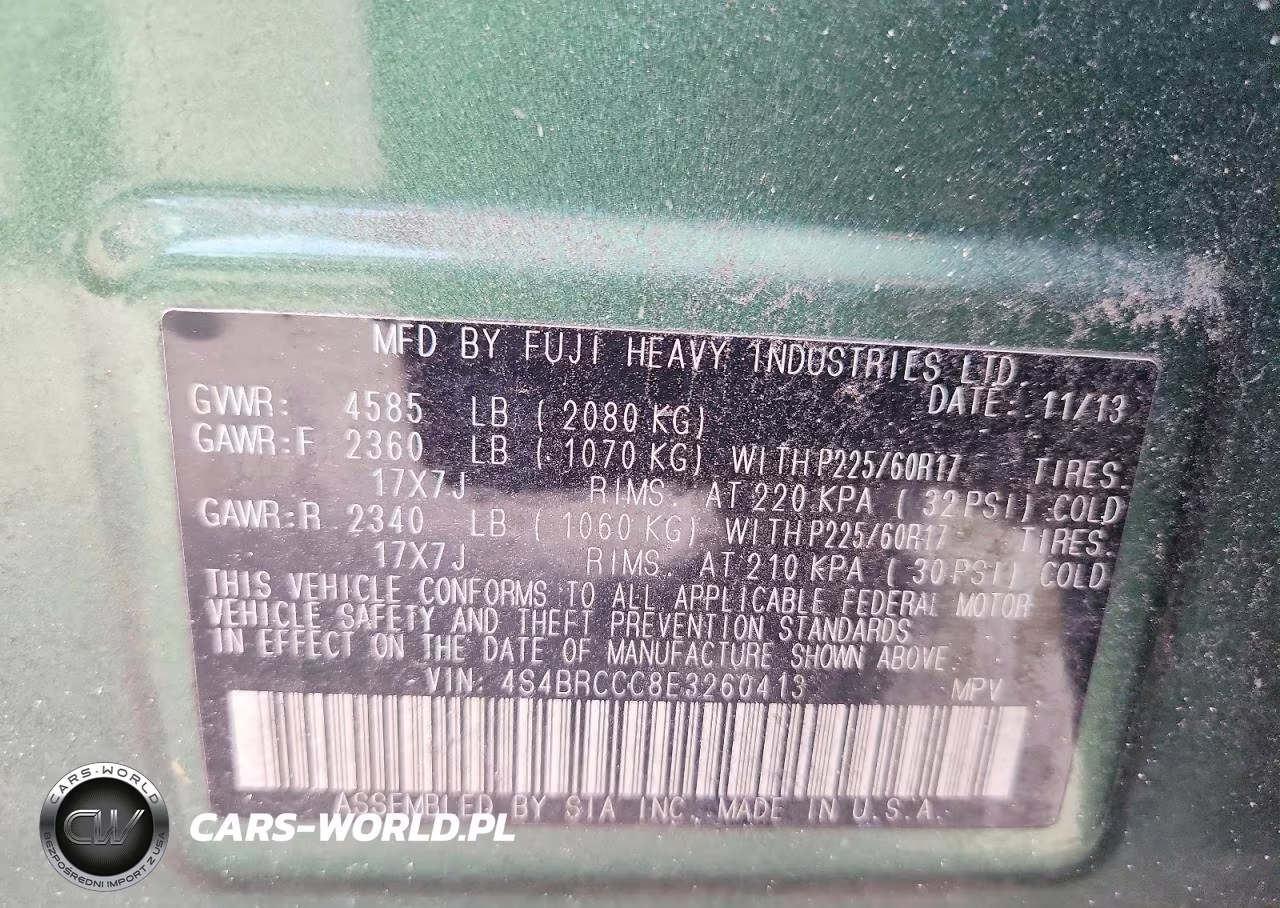 2014 Subaru Outback 2.5I Premium VIN:4S4BRCCC8E3260413 - 13