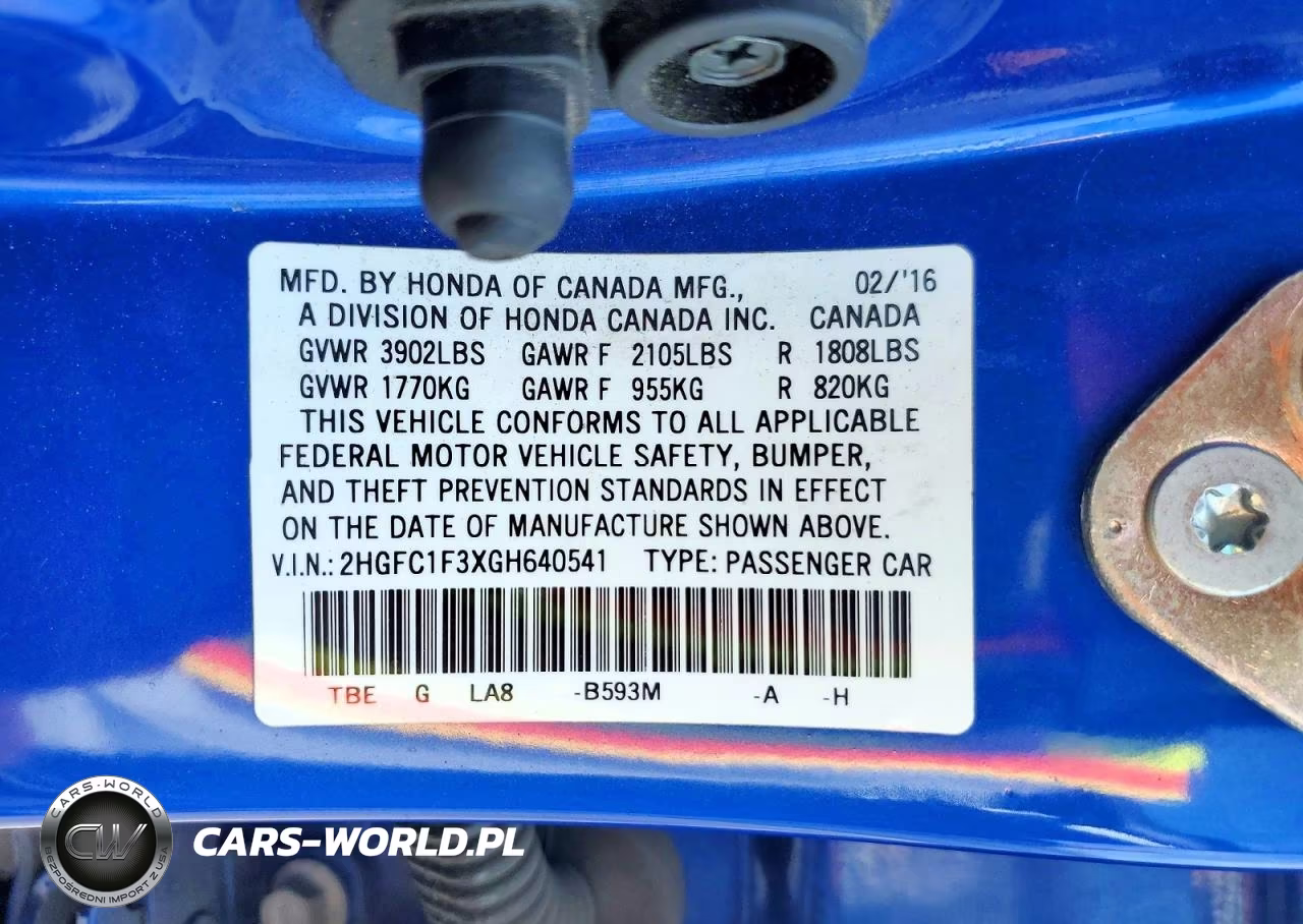 2016 Honda Civic Ex VIN:2HGFC1F3XGH640541 - 12