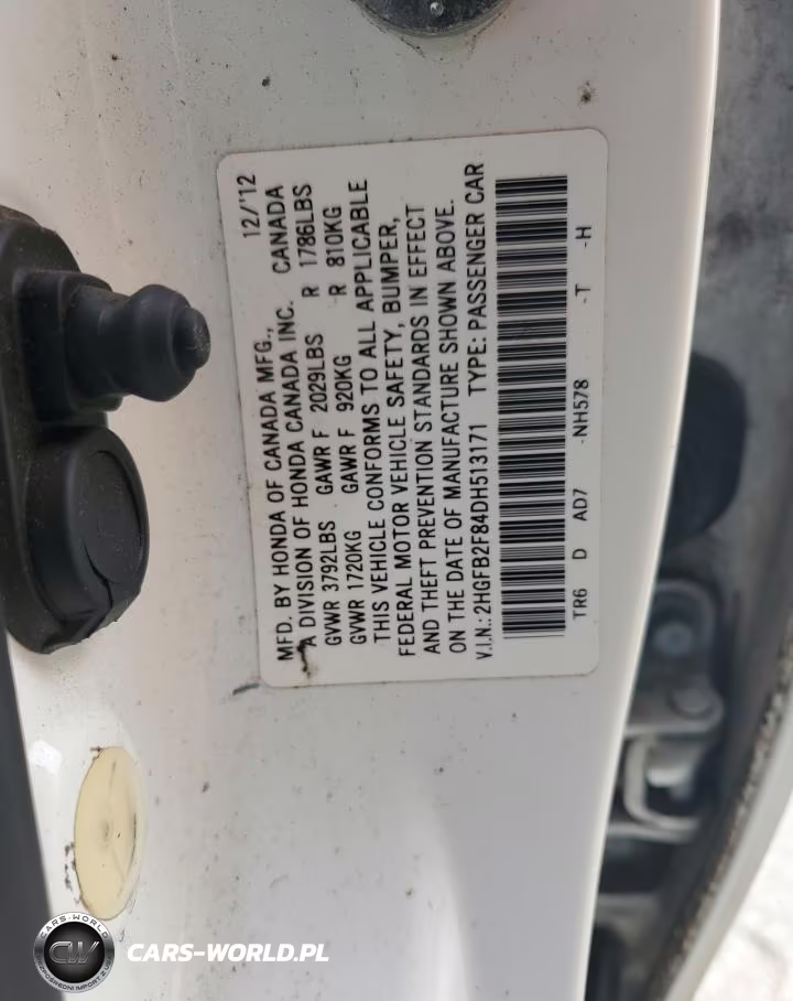 2013 Honda Civic Ex VIN:2HGFB2F84DH513171 - 13
