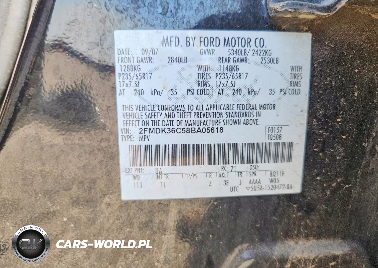 2008 Ford Edge Se VIN:2FMDK36C58BA05618 - 12