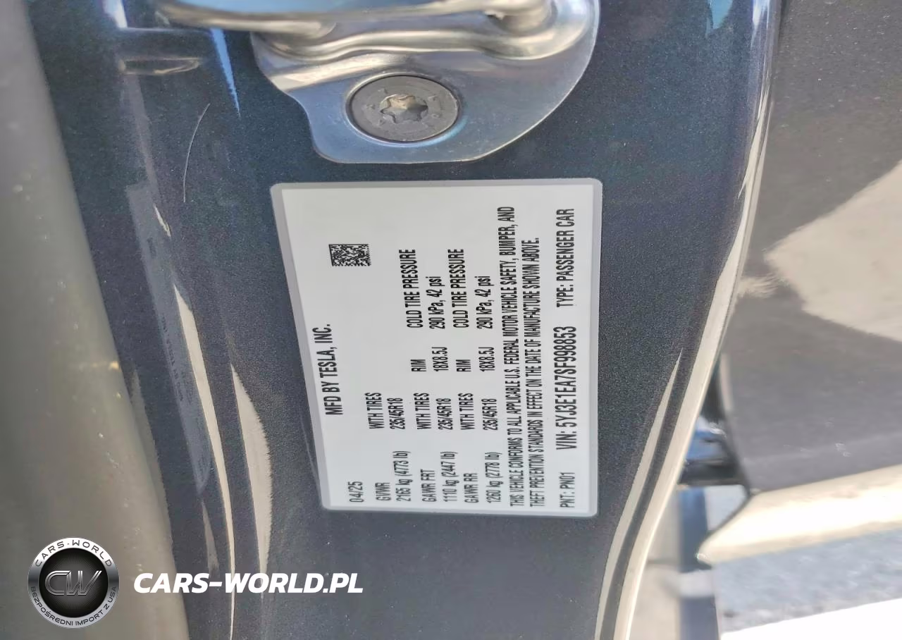 2025 Tesla Model 3 VIN:5YJ3E1EA7SF998853 - 12